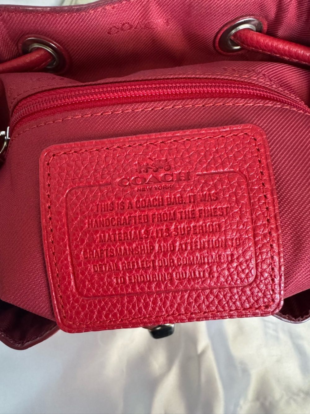 Coach Red Leather Drawstring Backpack - Picture 10 of 13